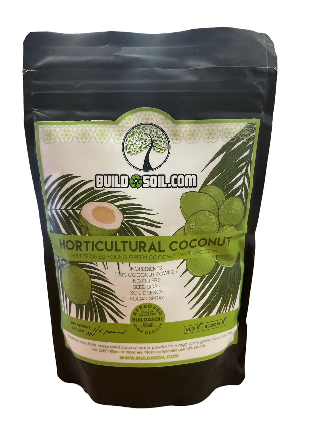 Coconut Water Powder - Organic Raw Freeze-Dried - 1/2lb