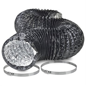 HYC 6"X25' Blk Alum Ducting W/ Clamps