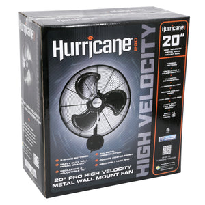 Hurricane® Pro High Velocity Oscillating Metal Wall Mount Fan 20 in