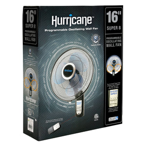 Hurricane Super 8 Oscillating Digital Wall Mount Fan 16 in